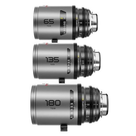 DZOFILM Pavo 2x anamorphic Prime C set macro 65mm/180mm T2.8, 135mm T2.5 - Neutral Coating - PL&EF mount - metric