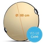 Walimex Pro 5 in 1 Faltreflektor Wavy Comfort Ø80cm mit Griffen und 5 Reflektorfarben Gold