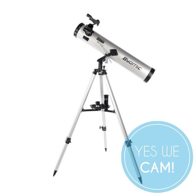 Byomic Einsteiger Spiegelteleskop 76/700 mit Koffer Teleskop LED Sucher 